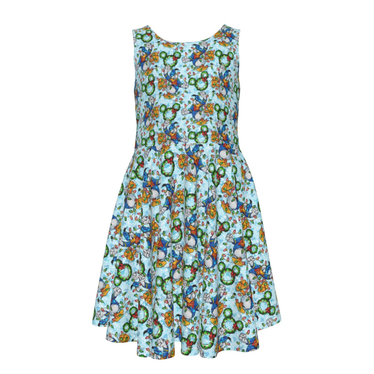 Duck’s Holiday Lights Tangleghts - Kid's Sleeveless Skater Dress