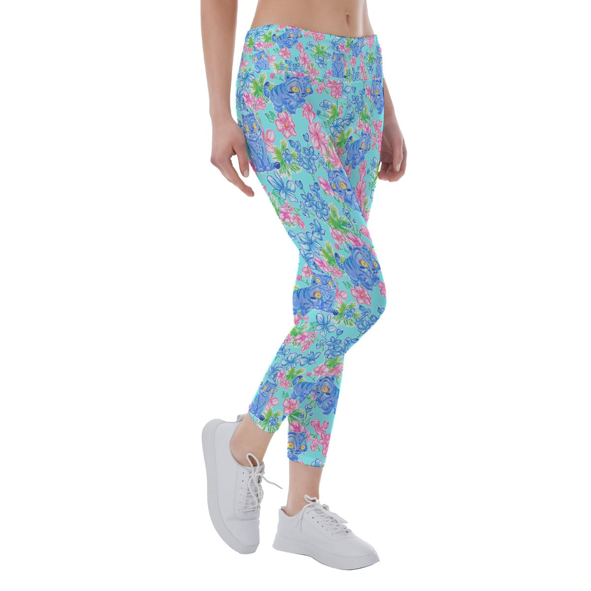 Derpy Tiger Blooms - Women's Yoga Leggings