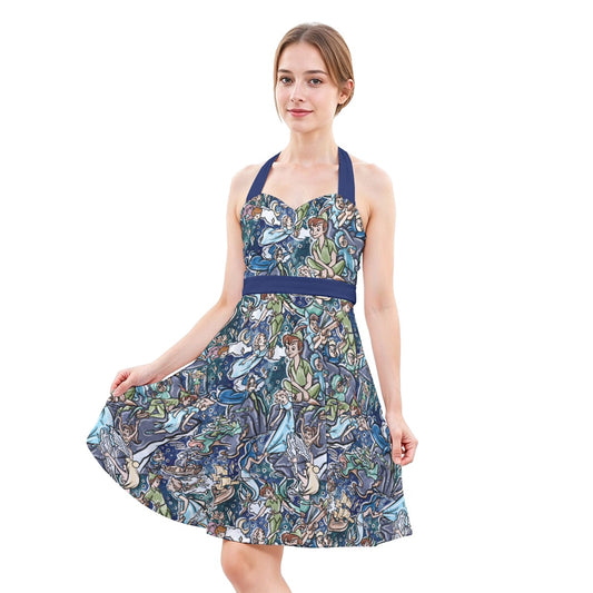 Magical Skybound Adventure - Women's Halter Vintage Pocket Dress