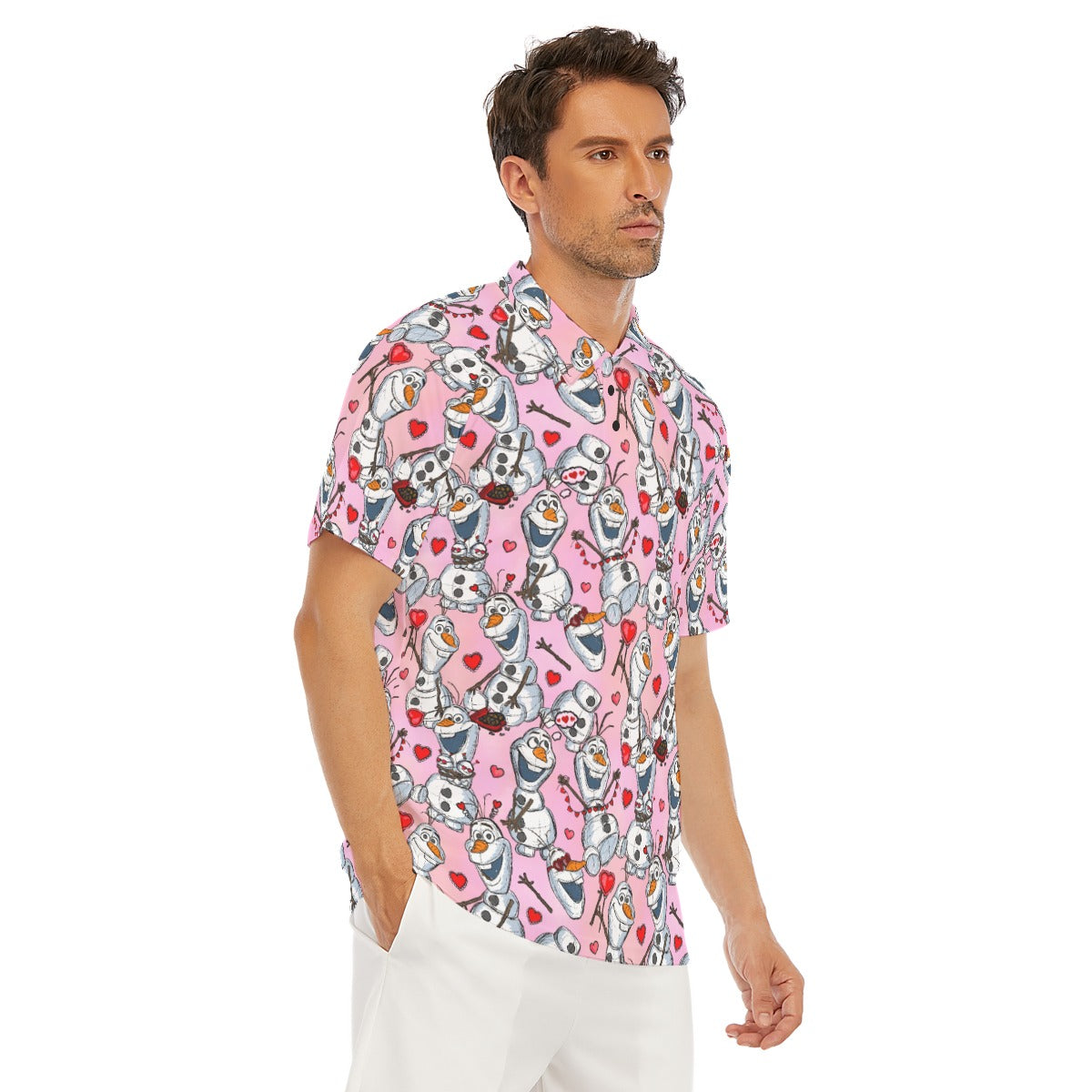 Sketched Snowman Valentine’s Day - Men's Polo Shirt