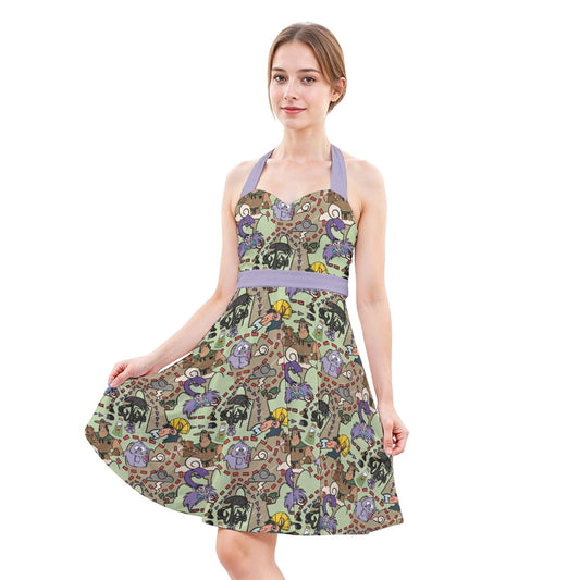 Emperor’s Chaotic Groove - Women's Halter Vintage Pocket Dress