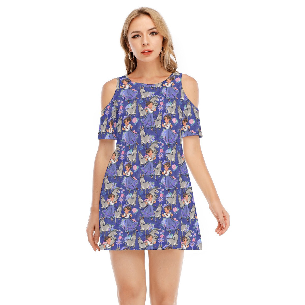 Whimsical Strong Heroine - Women's Cold Shoulder Cotton Dress