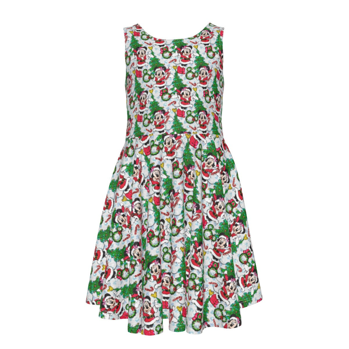 Santa Mouse with Sparkle - Kid's Sleeveless Skater Dress