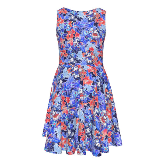 Navy Floral Disney Cruise - Kid's Sleeveless Skater Dress
