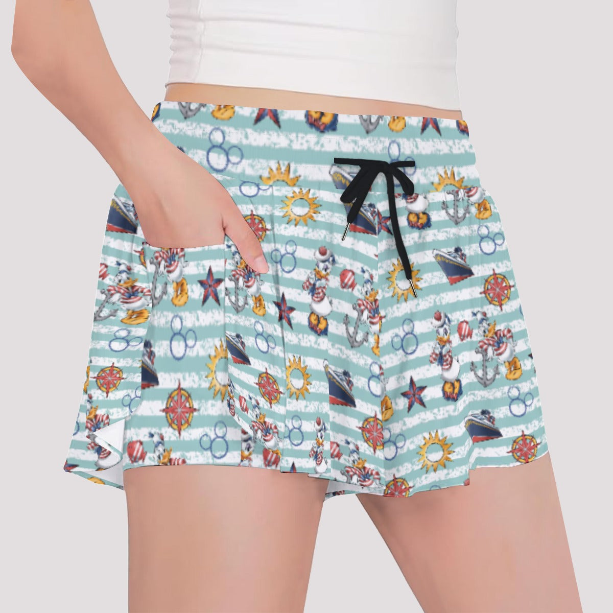 Sailor Duo on Deckaisy - Girls’ Flowy Pocket Shorts