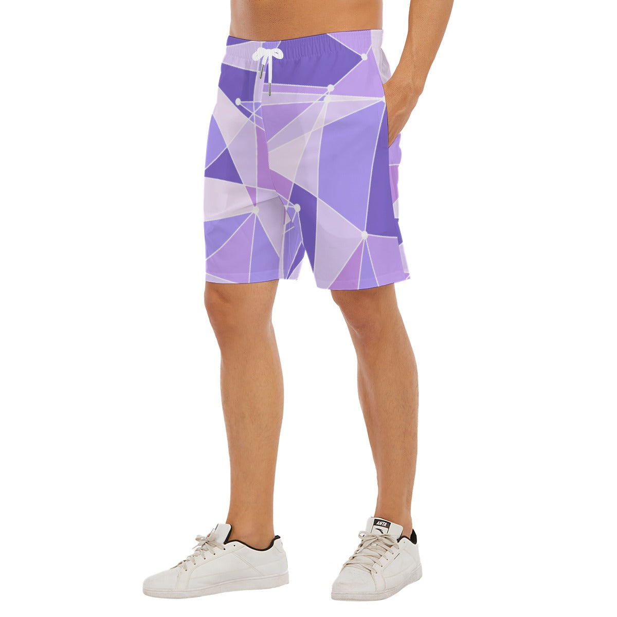 Geometric Purple Wall - Men’s Pocket Beach Shorts