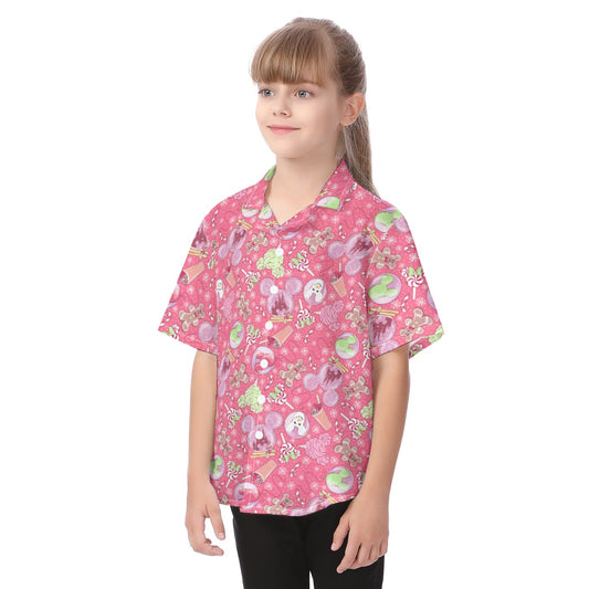 Winter Mouse Snacks &amp; Balloons - Kid's Hawaiian Button Up Shirt