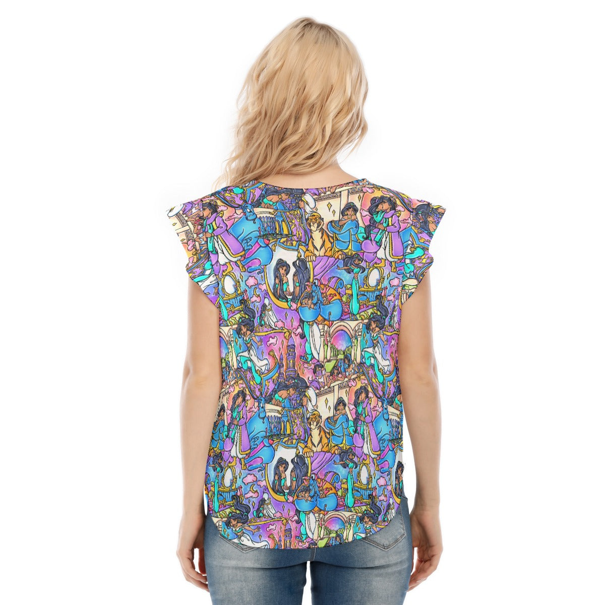 Magic Carpet Storybook Scenes - Women’s Flutter Sleeve Top