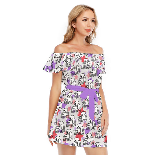 White Robot Balala - Women's Off-shoulder Ruffle Dress