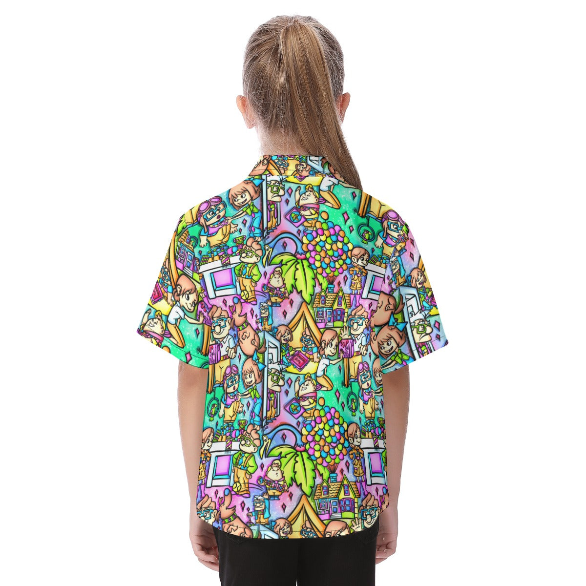 Balloon House Adventure Scenes - Kid's Hawaiian Button Up Shirt