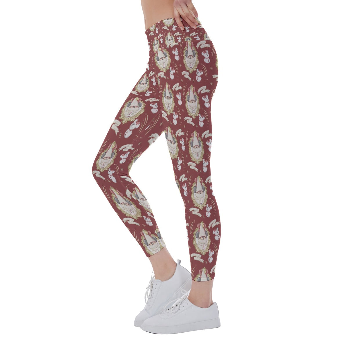 Mouse and Bow Snow Gnomes - Women's Yoga Leggings