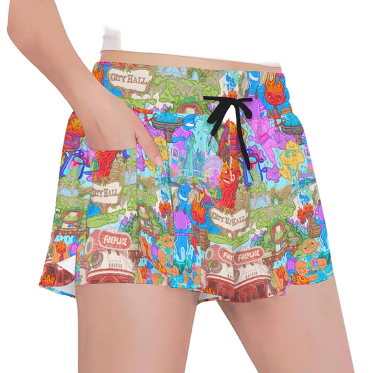 Element City Scene Collage - Girls’ Flowy Pocket Shorts