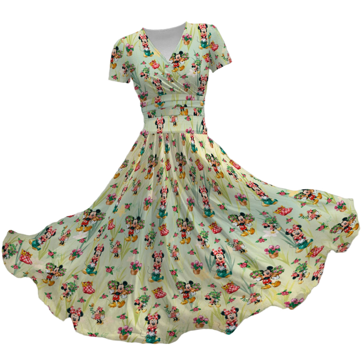 Garden Mouse Helpers at Work - Women's V-Neck Ruched Midi Dress