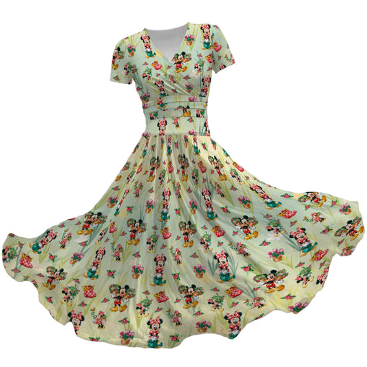 Garden Mouse Helpers at Work - Women's V-Neck Ruched Midi Dress