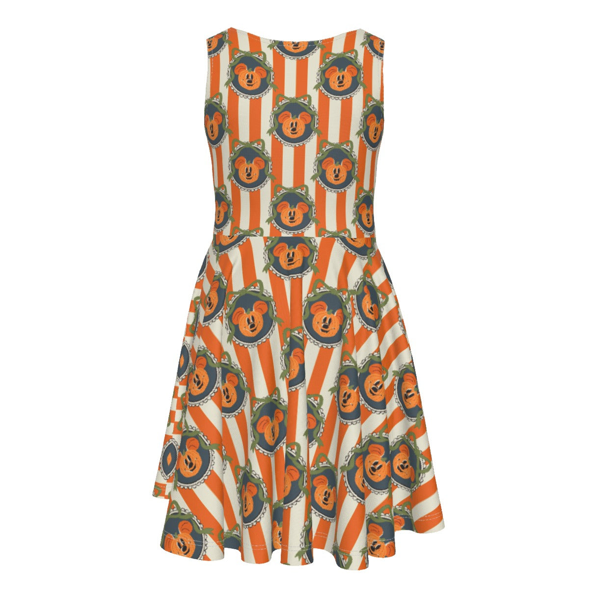 Pumpkin Cameo Stripes - Kid's Sleeveless Skater Dress