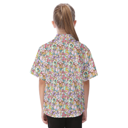 Tattoo Hearts Royal Icons - Kid's Hawaiian Button Up Shirt