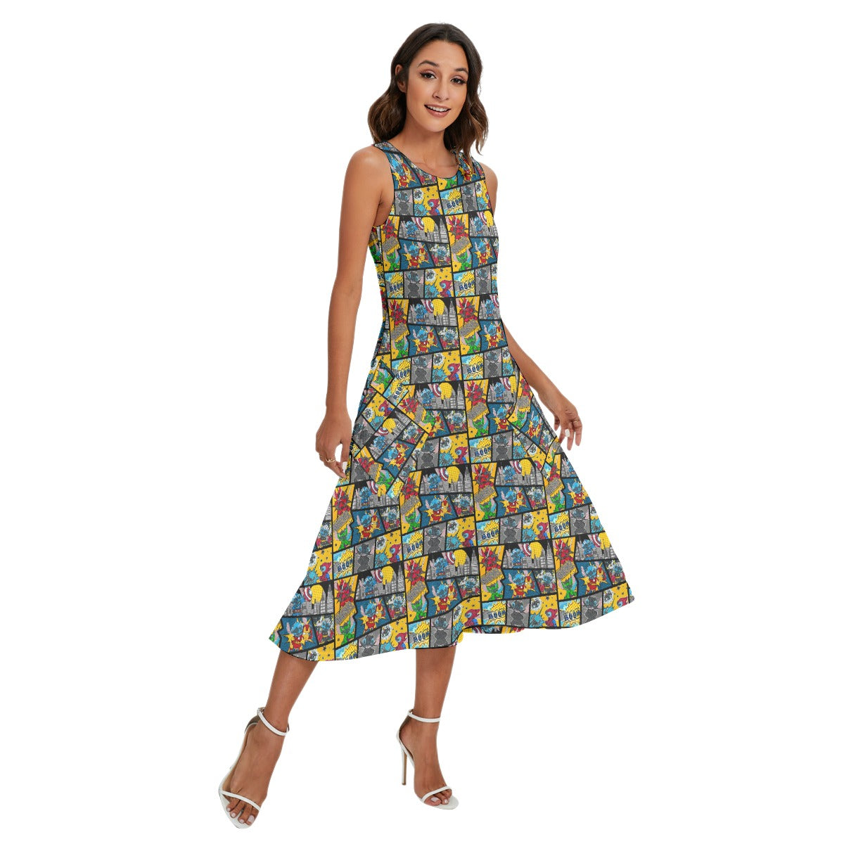Superhero Stitch - Comic Action - Women’s Diagonal Pocket Midi Dress