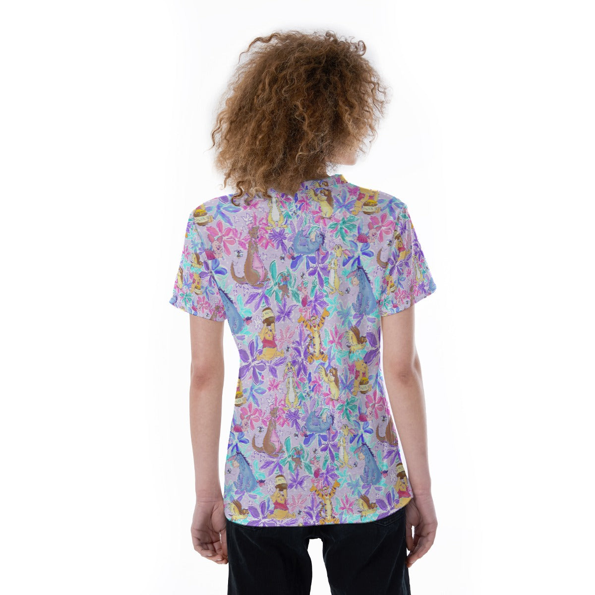 Storybook Friends in Bloom - Women's Short Sleeve V-Neck T-Shirt