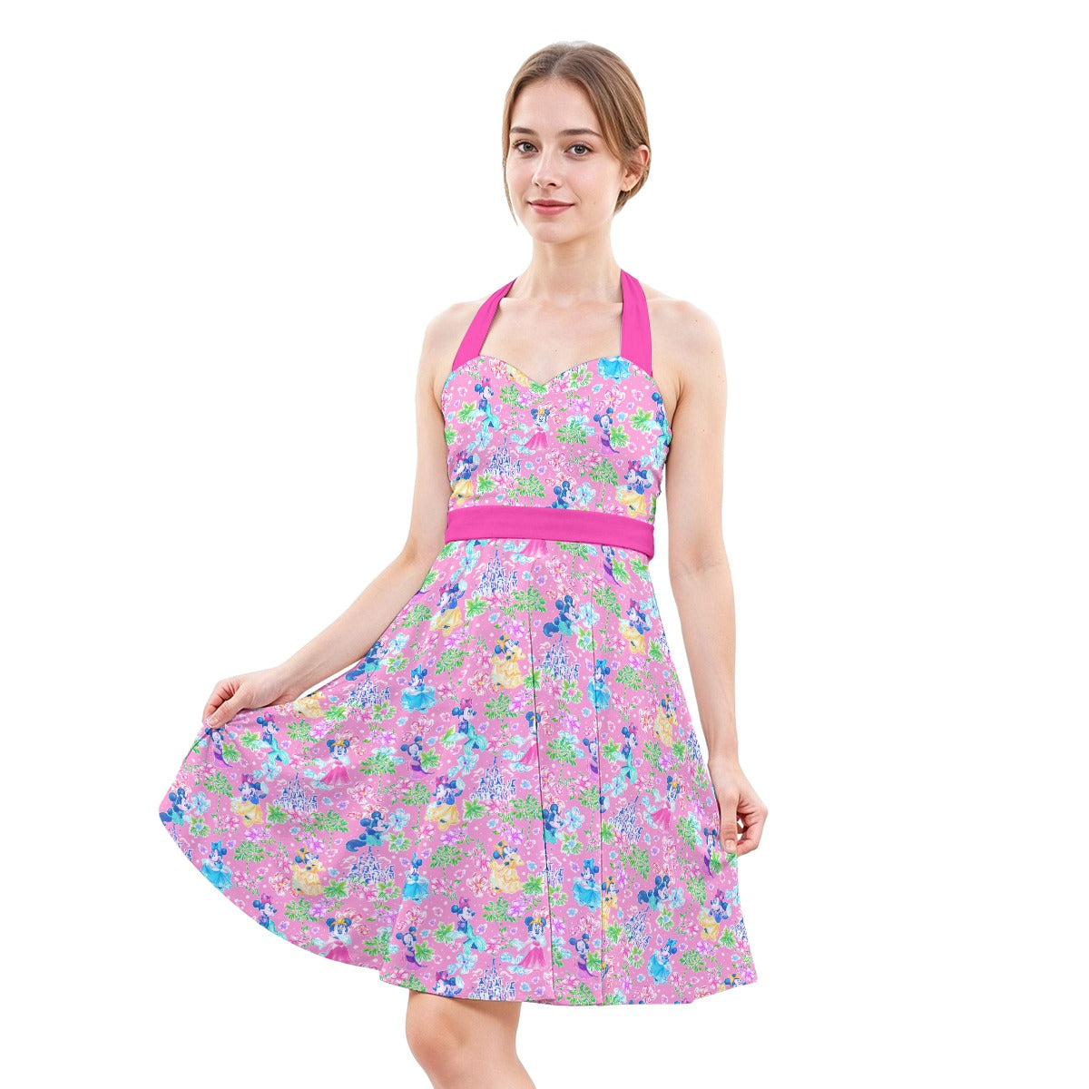 Princess Palm Party - Women's Halter Vintage Pocket Dress