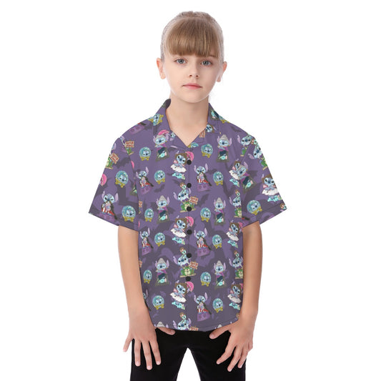 Haunted Alien Portraits - Kid's Hawaiian Button Up Shirt