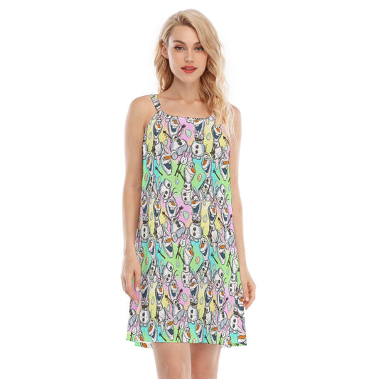 Sketched Snowman Easter - Women’s Adjustable Sundress