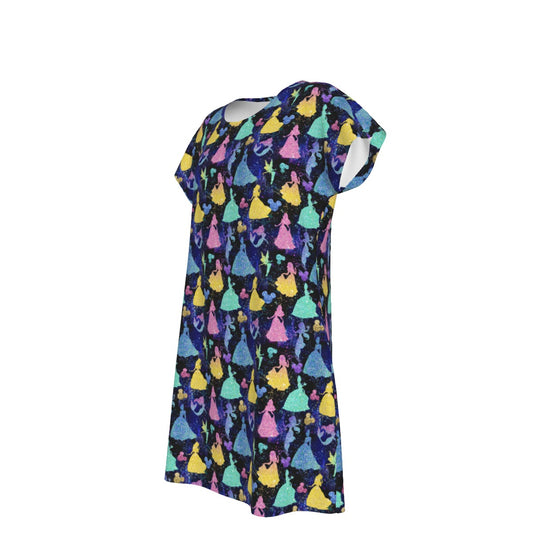 Princess Glitter Silhouettes - Women's T-Shirt Dress