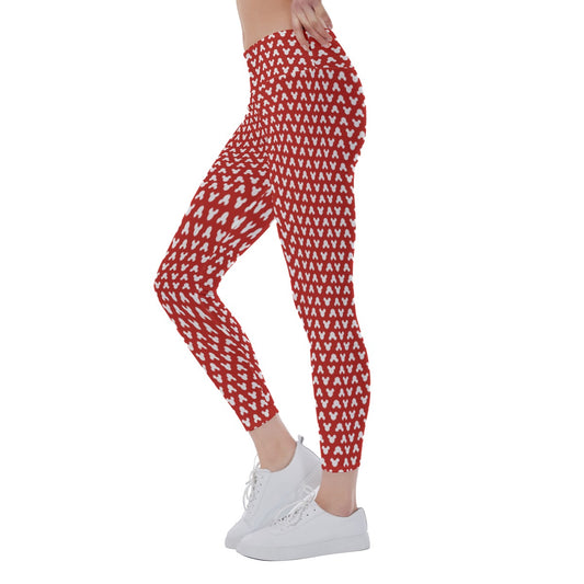 Playful Polka Dot Ears Red - Women's Yoga Leggings