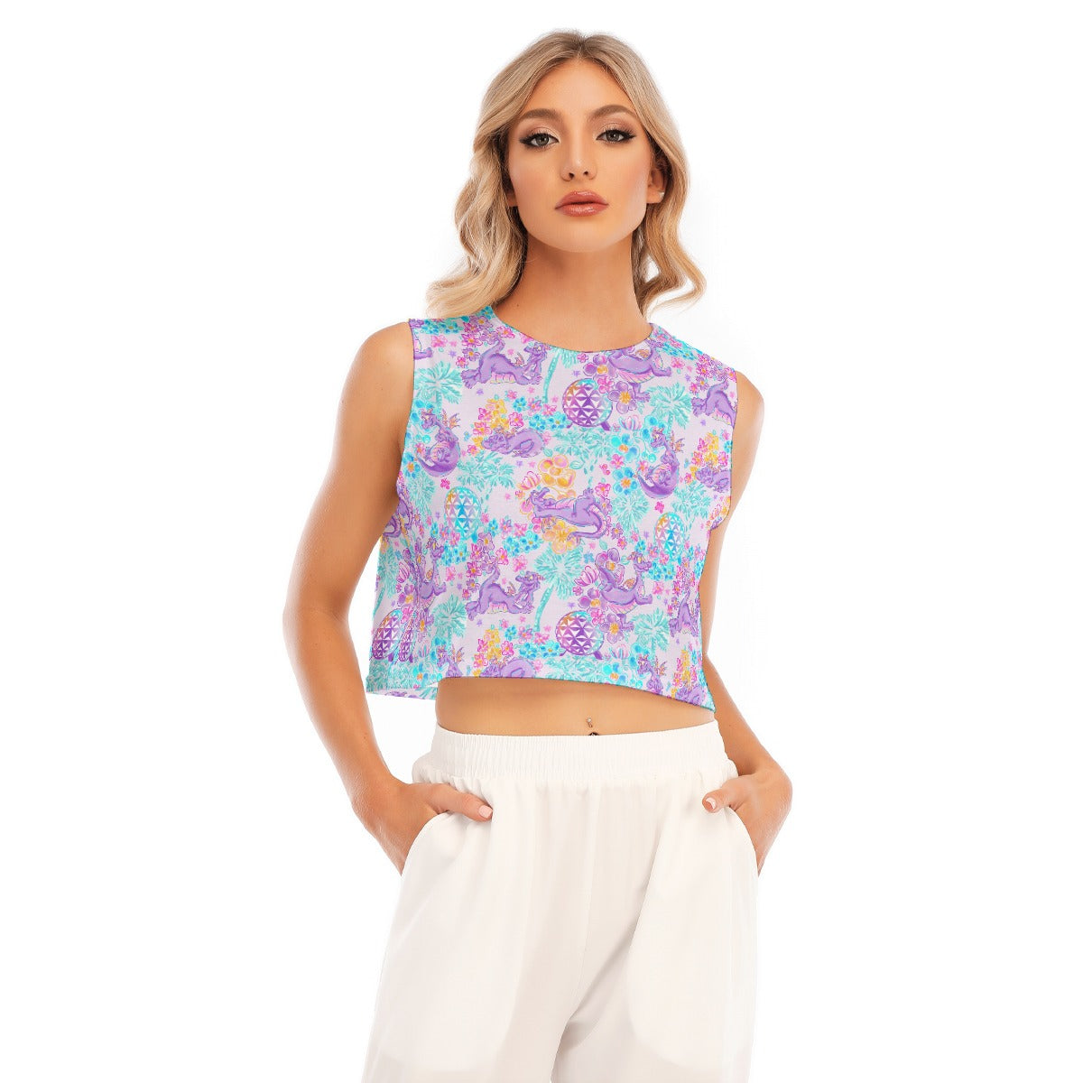 Purple Dragon Flower Power - Women’s Sleeveless Cropped Tee