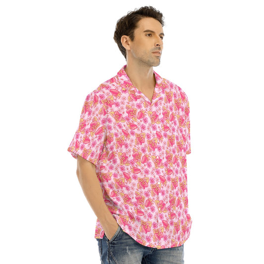 Summer Fruits - Strawberry - Men's Hawaiian Button Up Shirt