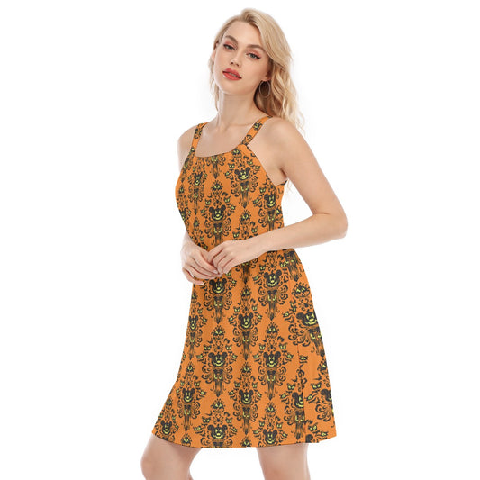 Haunted Halloween Mansion Wallpaper - Women’s Adjustable Sundress