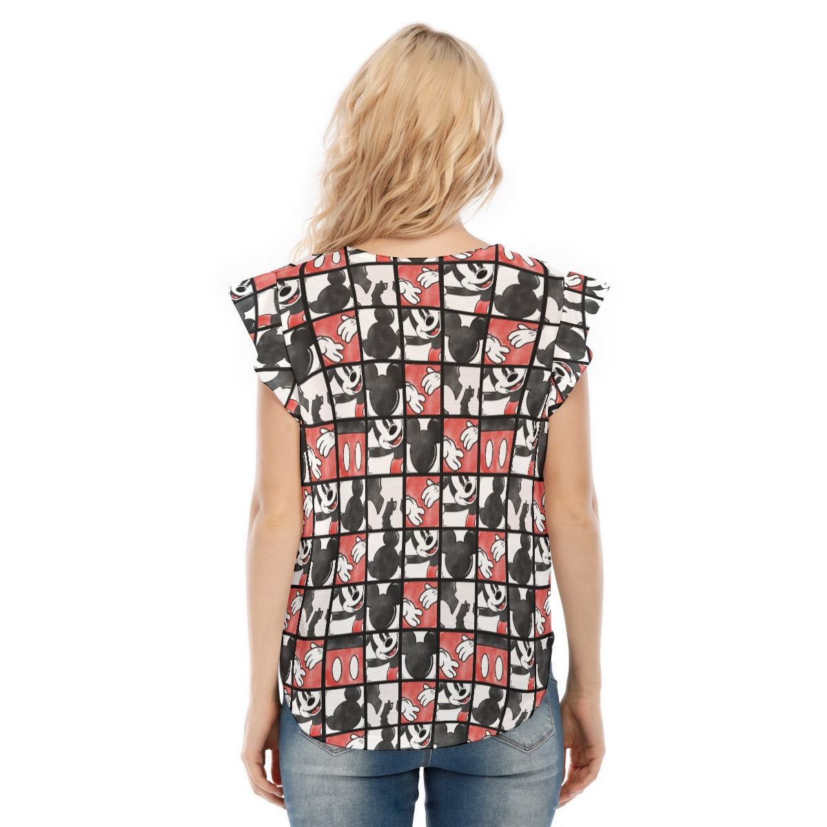 Mouse Block Party - Women’s Flutter Sleeve Top