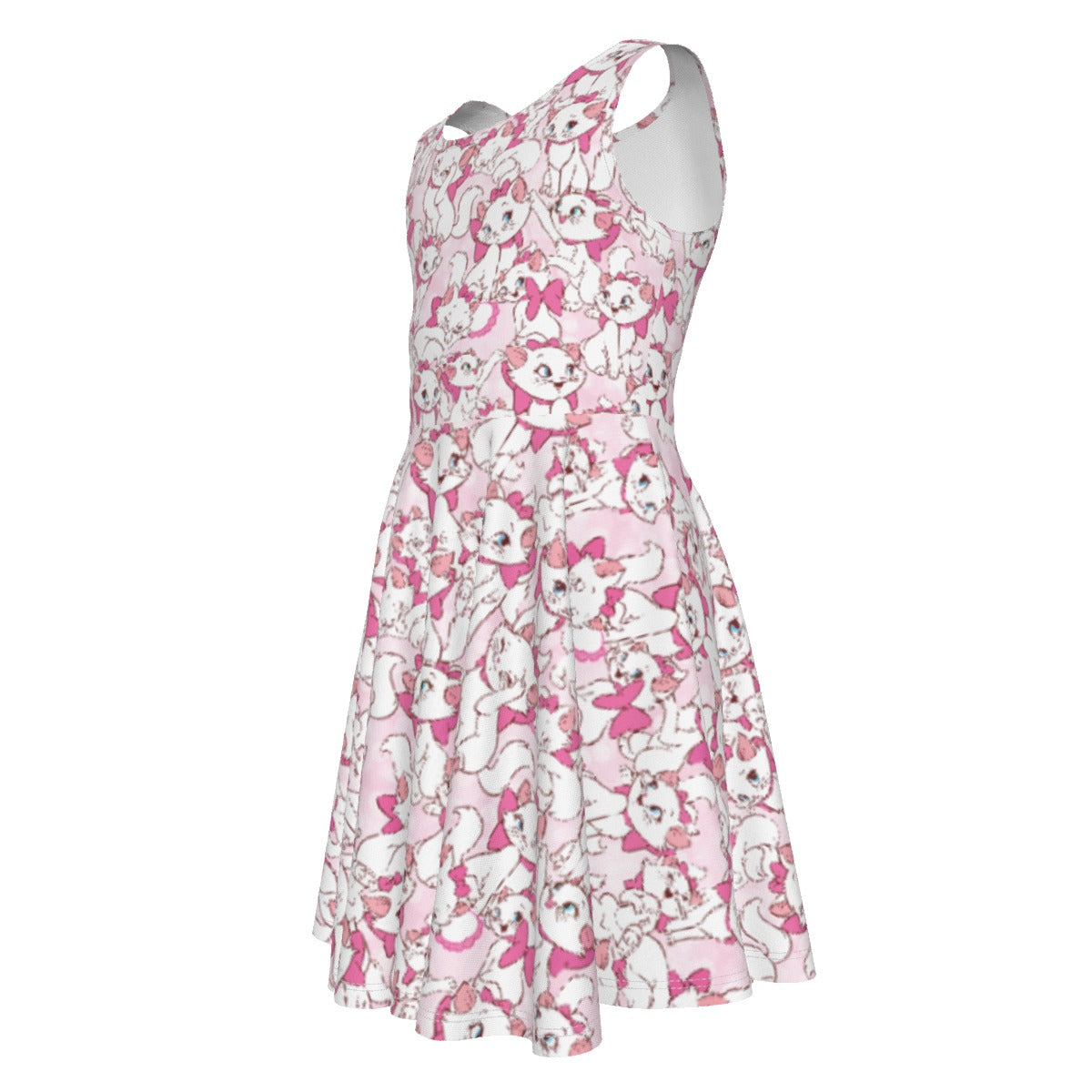Sweet Kitten with Pink Bow- Kid's Sleeveless Skater Dress