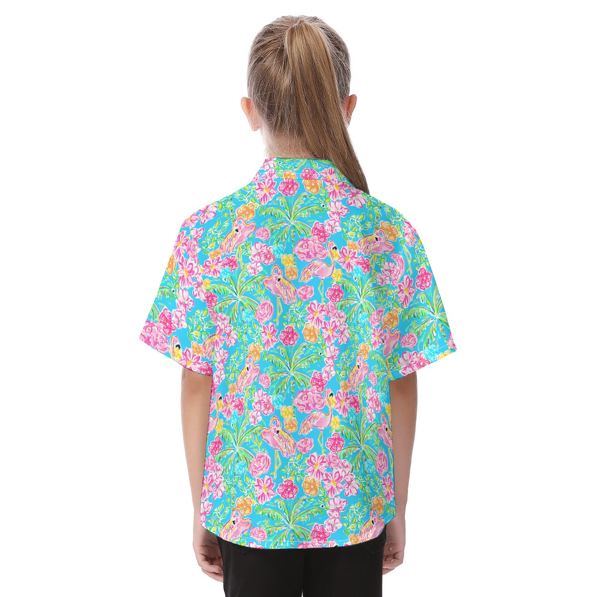 Flamingo Fiesta - Kid's Hawaiian Button Up Shirt