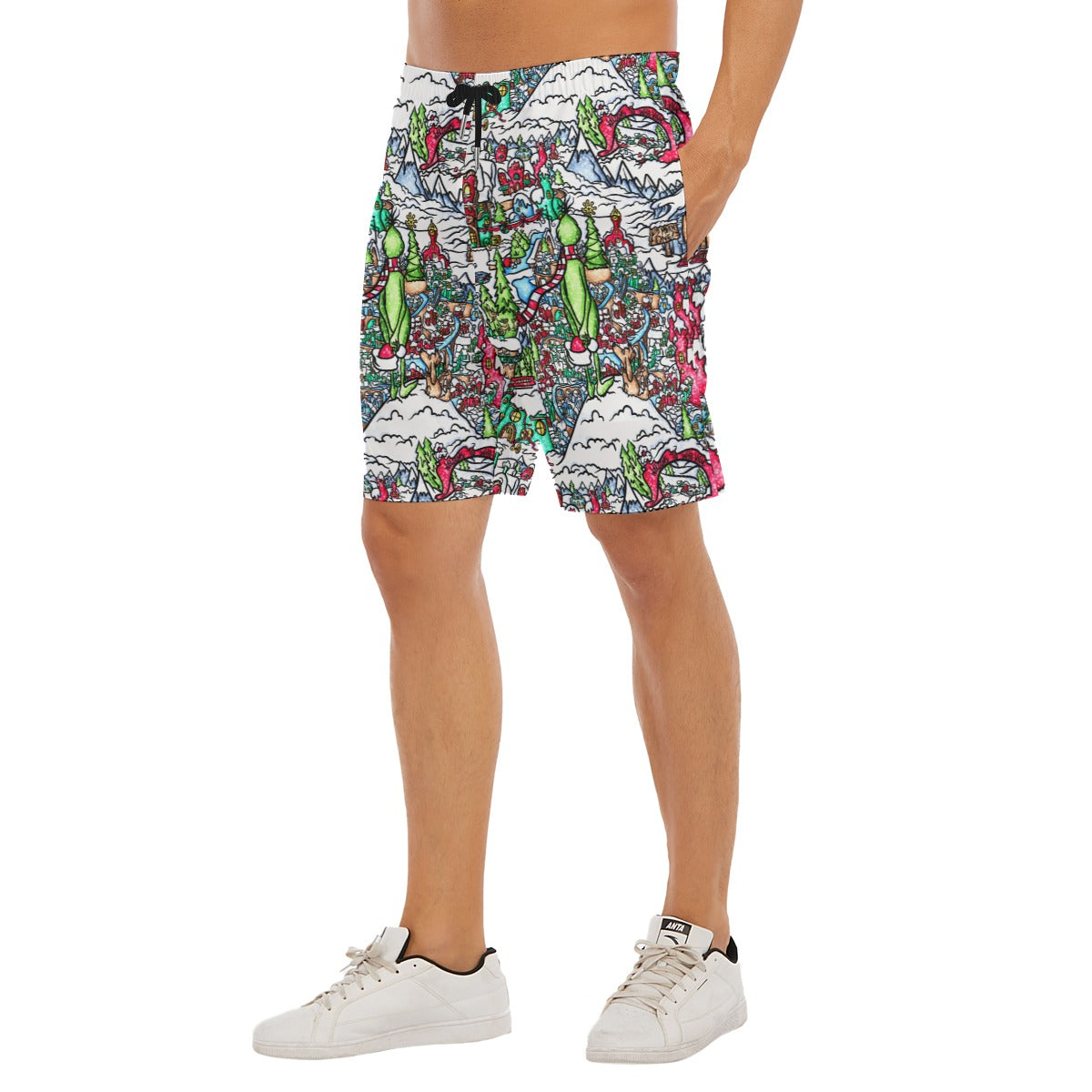 Whimsical Village Winter Wonderland - Men’s Pocket Beach Shorts