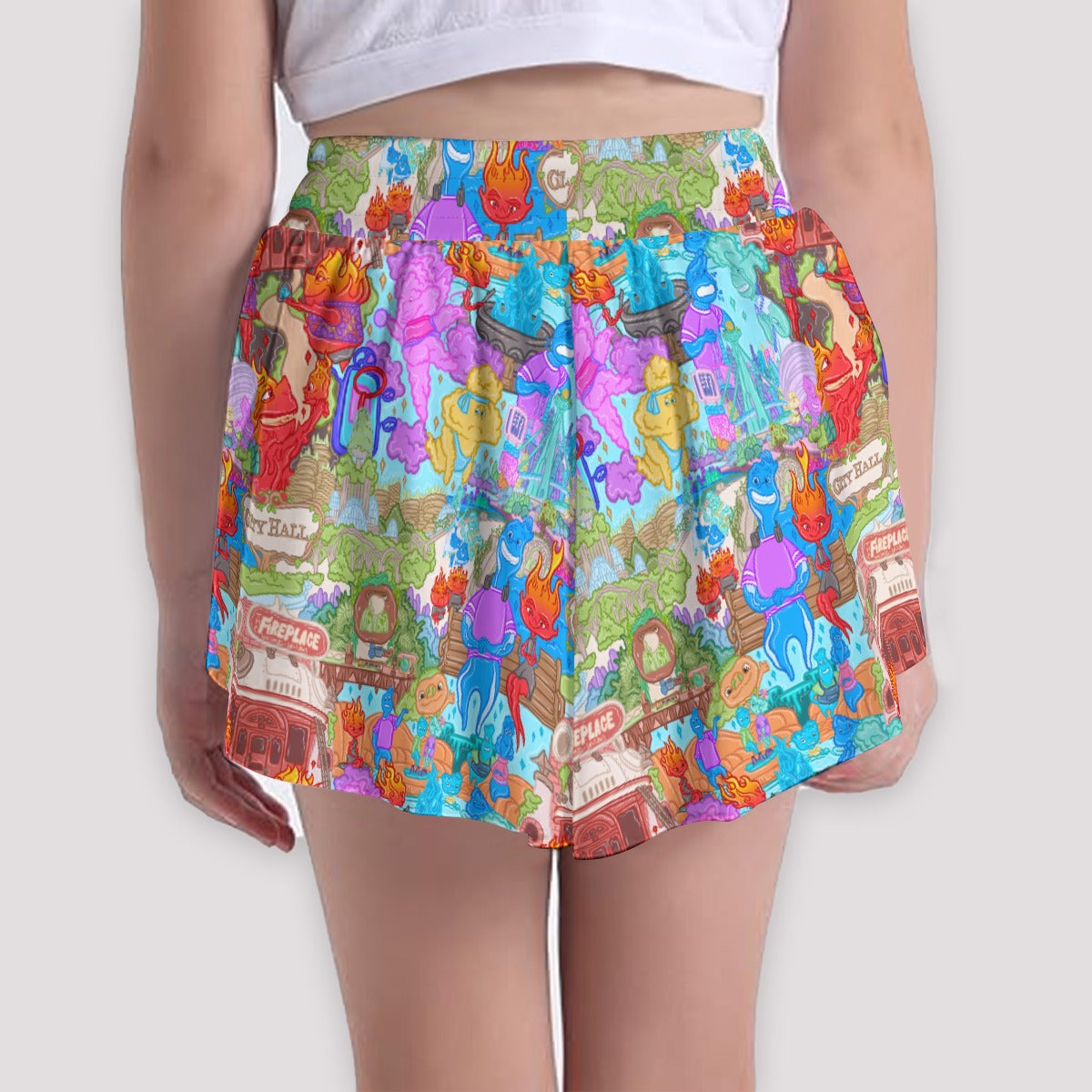 Element City Scene Collage - Girls’ Flowy Pocket Shorts