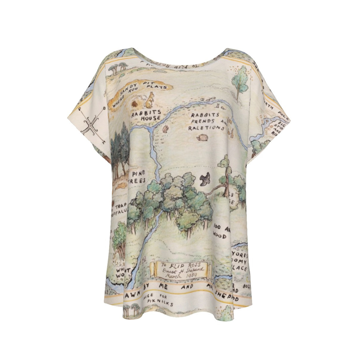 Hundred Acre Map - Women’s Relaxed Fit Scoop Tee