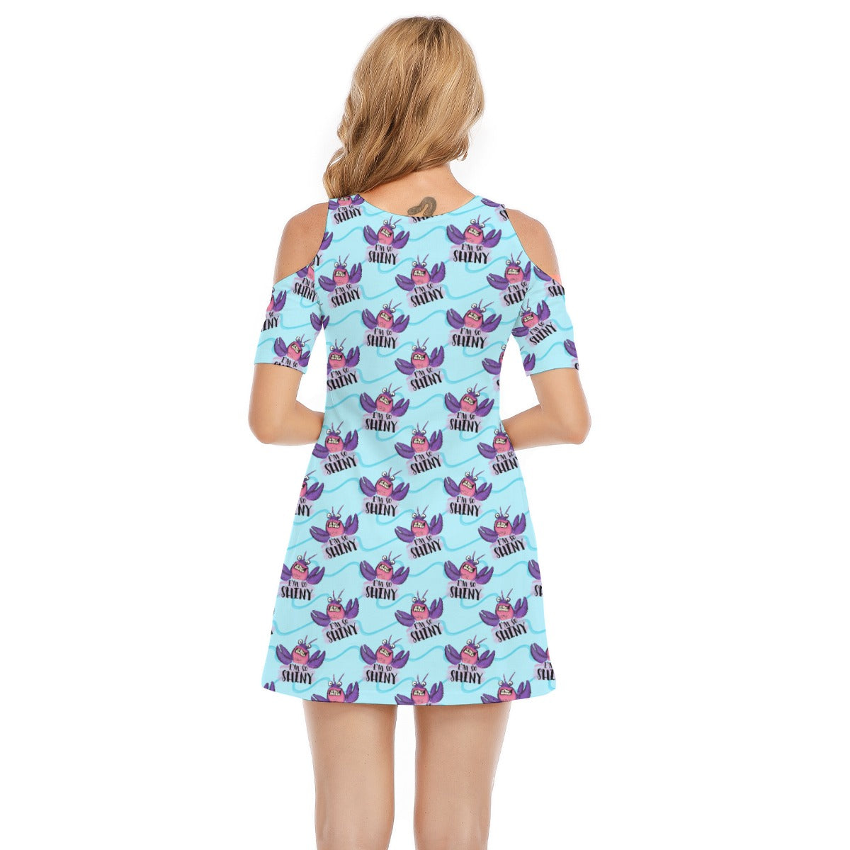 Shiny Deep-Sea Villain - Women's Cold Shoulder Cotton Dress