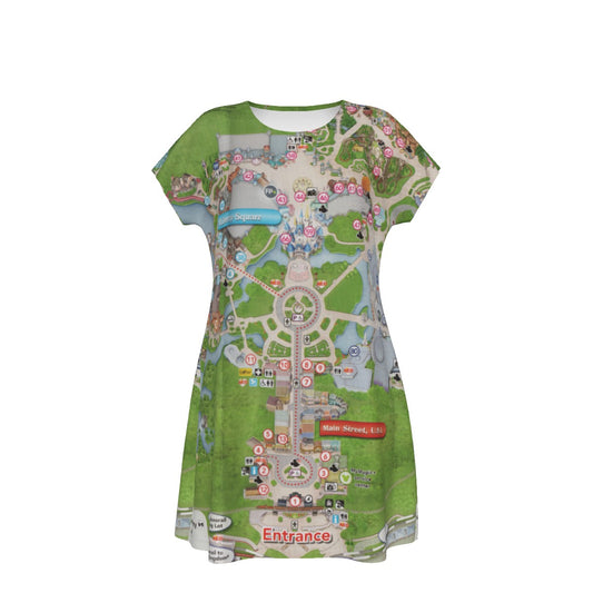 Vibrant Fantasy Park Map - Women's T-Shirt Dress
