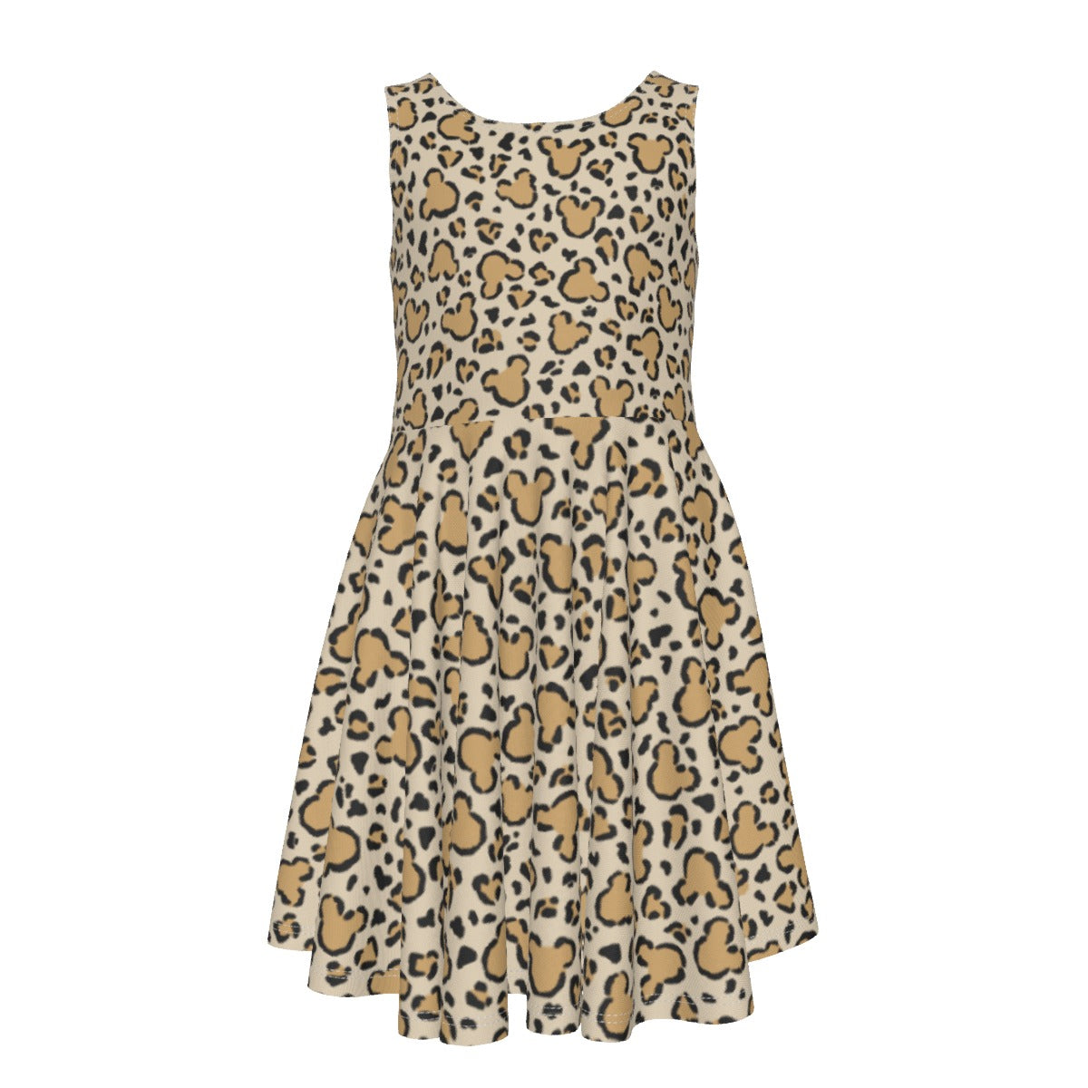 Mouse Ears Animal Print - Kid's Sleeveless Skater Dress