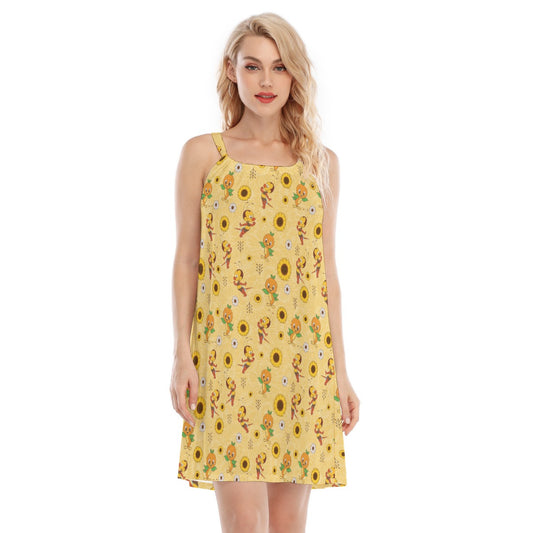 Cheerful Bee & Citrus Bird - Women’s Adjustable Sundress