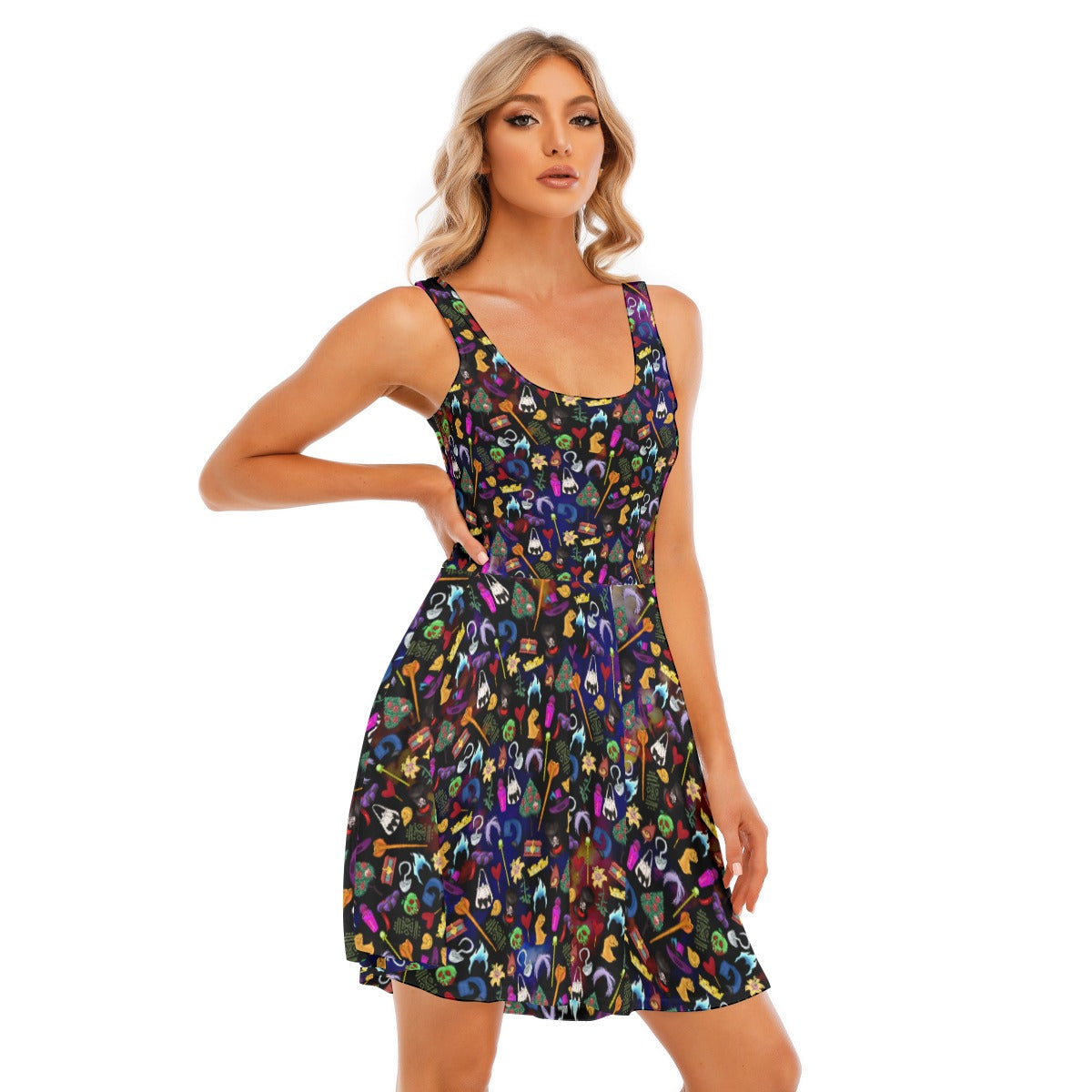 Villainous Icons Collage - Women's Sleeveless Pocket Skater Dress