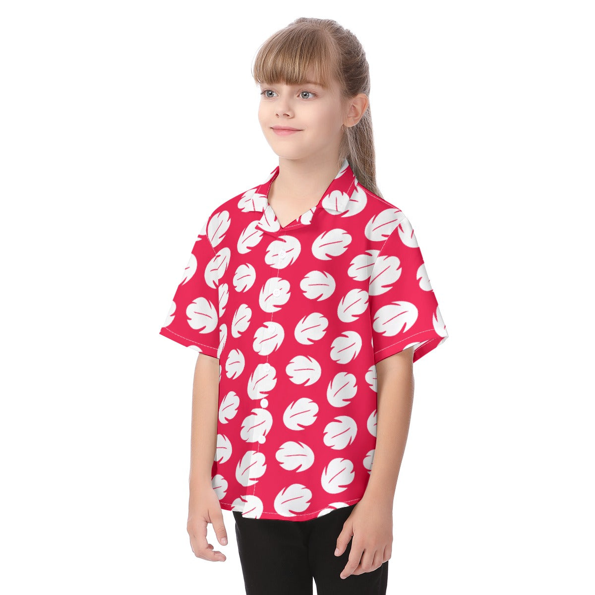 Island Leaf Print - Kid's Hawaiian Button Up Shirt