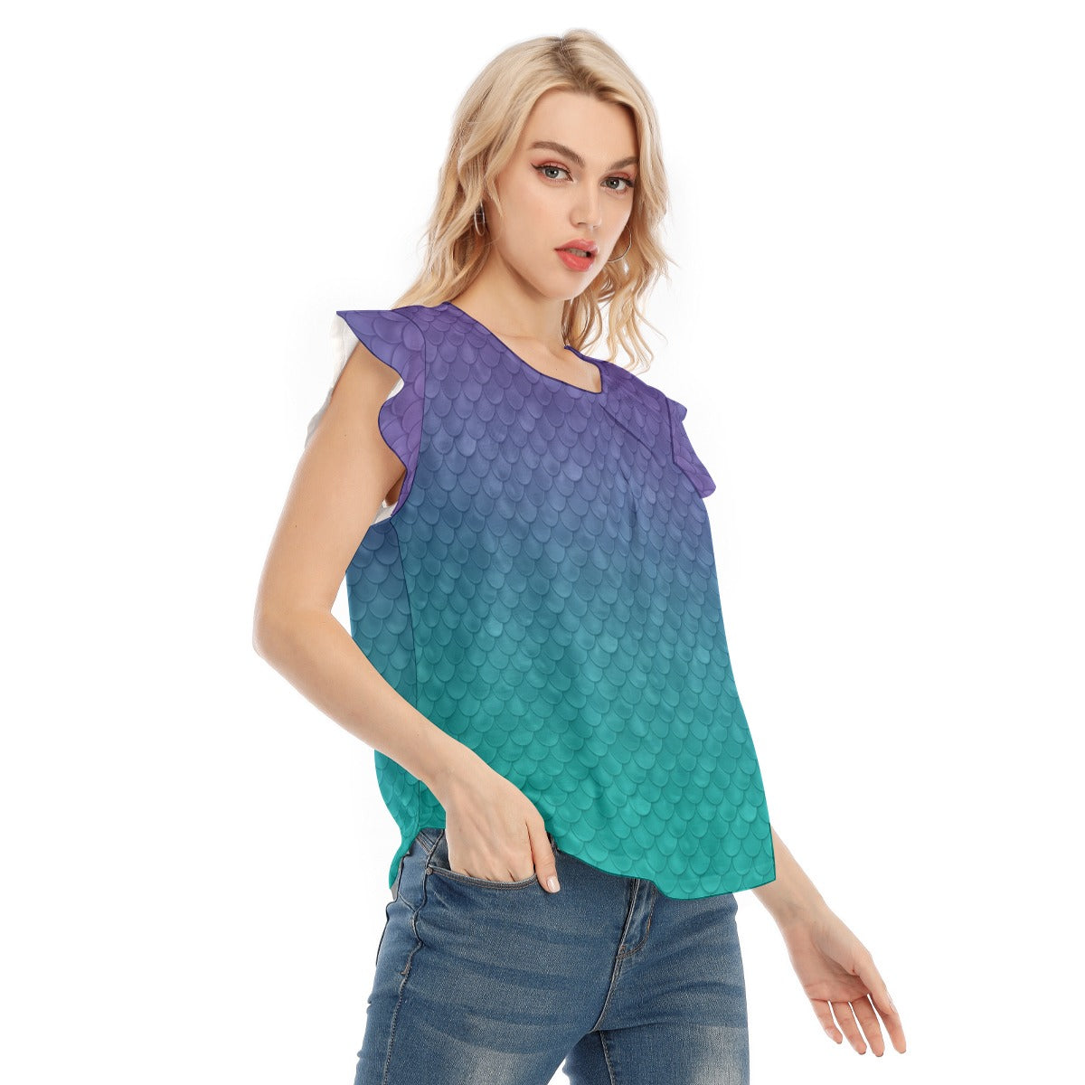 Dreamy Mermaid Scales - Women’s Flutter Sleeve Top