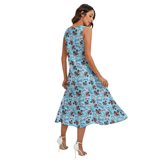 Pirate Mouse Ahoy! - Women’s Diagonal Pocket Midi Dress