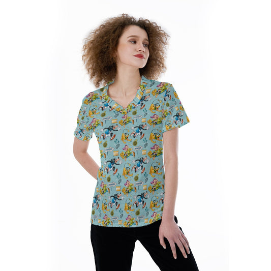 Cheerful Race Day Dashers - Women's Short Sleeve V-Neck T-Shirt
