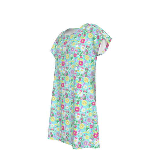 Neon Spring Floral Friends - Women's T-Shirt Dress