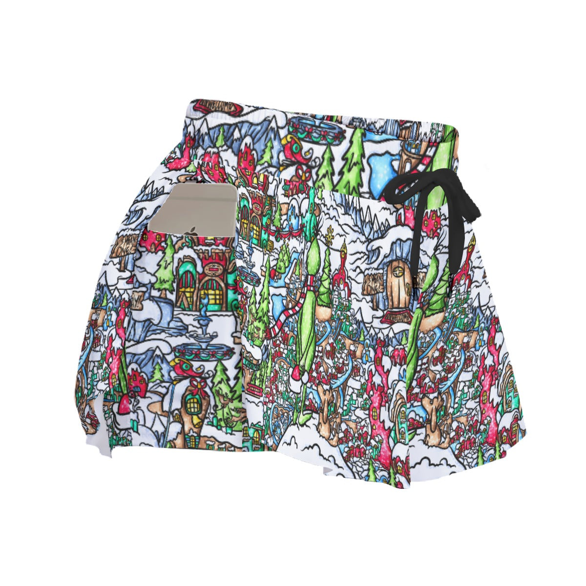 Whimsical Village Winter Wonderland - Women's Flowy Pocket Shorts