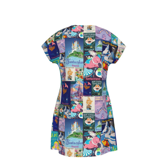 Vintage Fantasy Ride Posters - Women's T-Shirt Dress