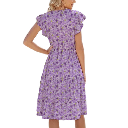 Fruitimals - Blackberry Axolotls - Women's Tiered Pocket Midi Dress