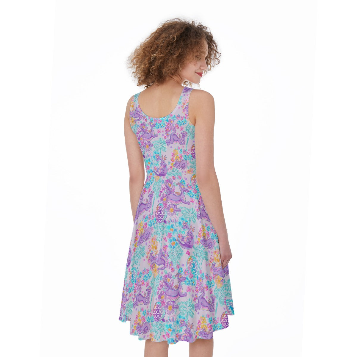Purple Dragon Flower Power - Pocket Midi Skater Dress